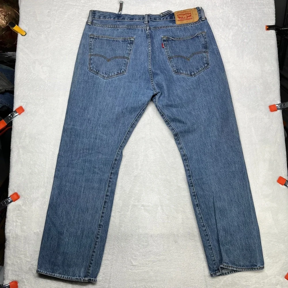 Levi's 501 Jeans Blue Denim‎ Mid Rise Classic Straight Button Fly 38X31 - Flaws